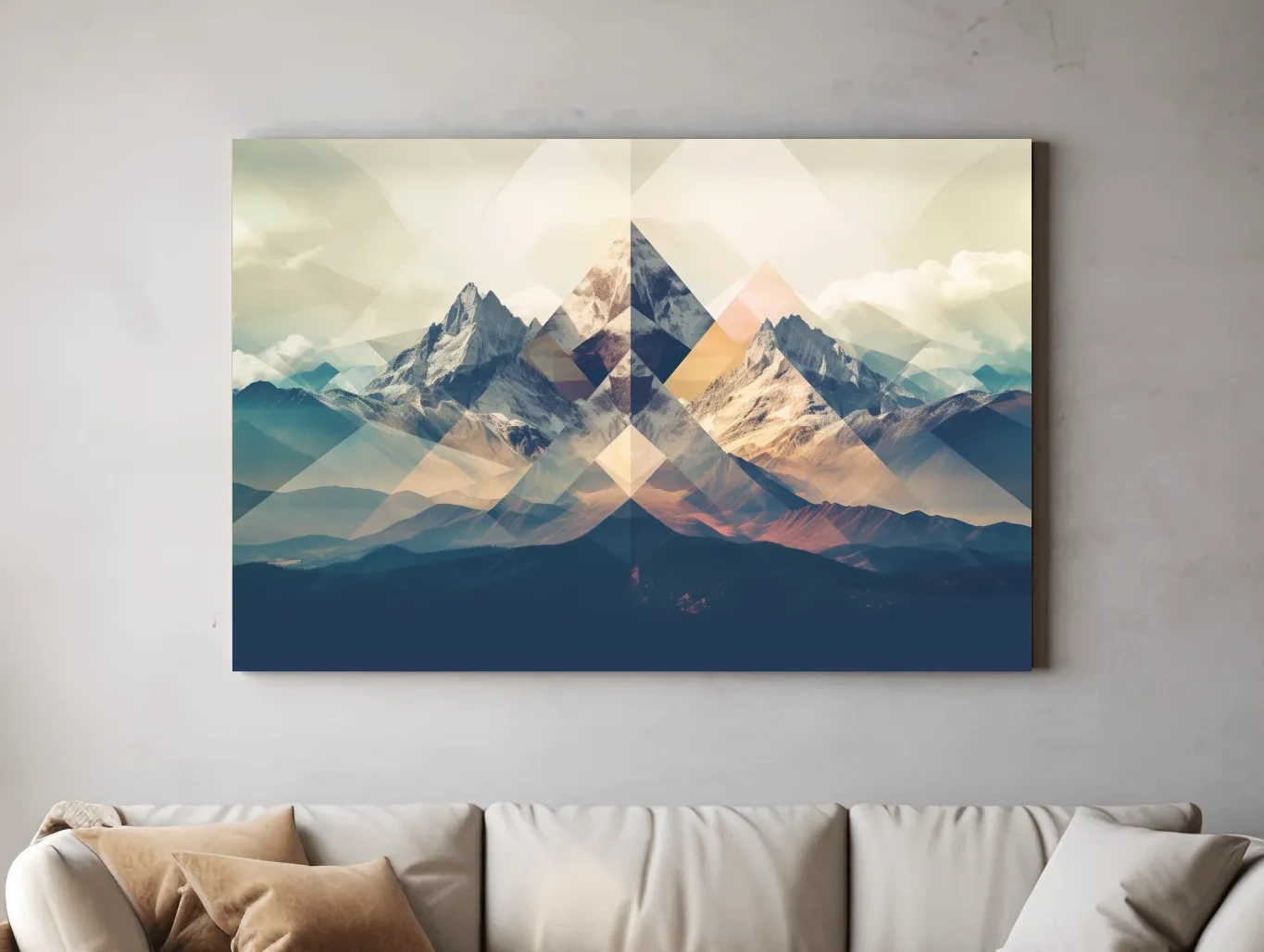 Geometric Abstract Alpine Mountain Peaks - Modern Polygon Landscape Wall Art