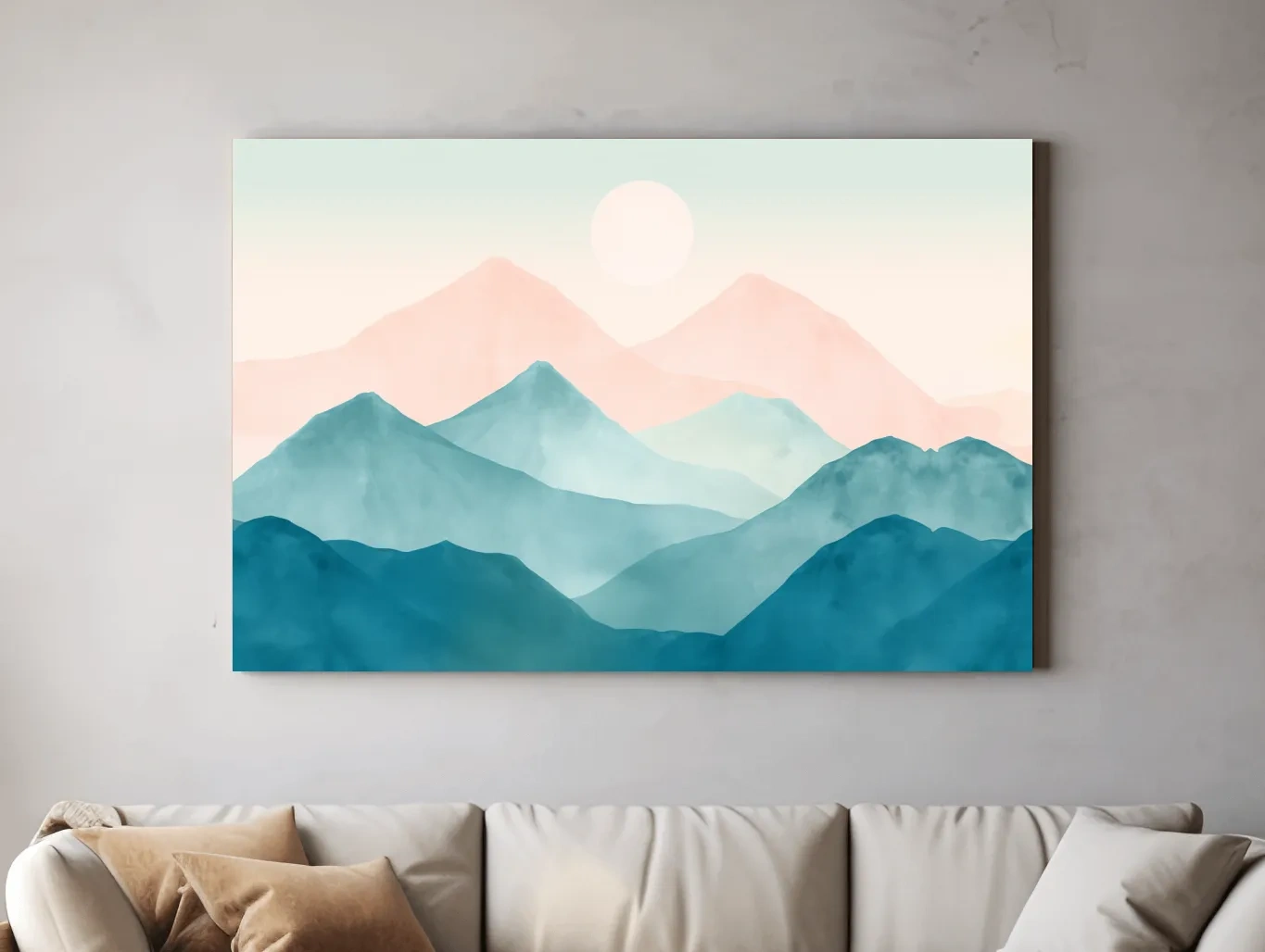 Minimalist Pastel Watercolor Mountains - Serene Abstract Landscape Wall Art