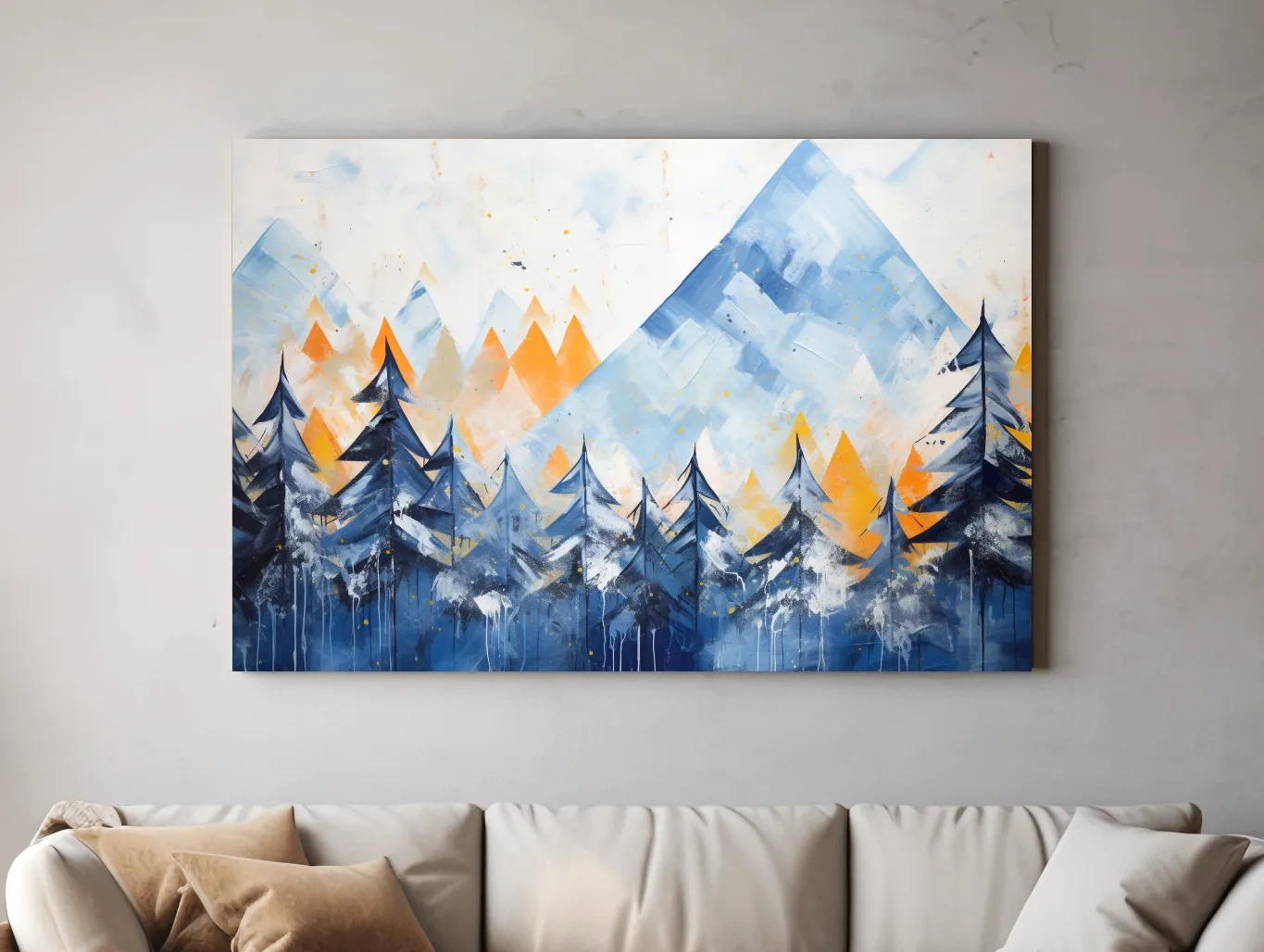 Abstract Alpine Mountain Peaks - Watercolor Forest Wall Art