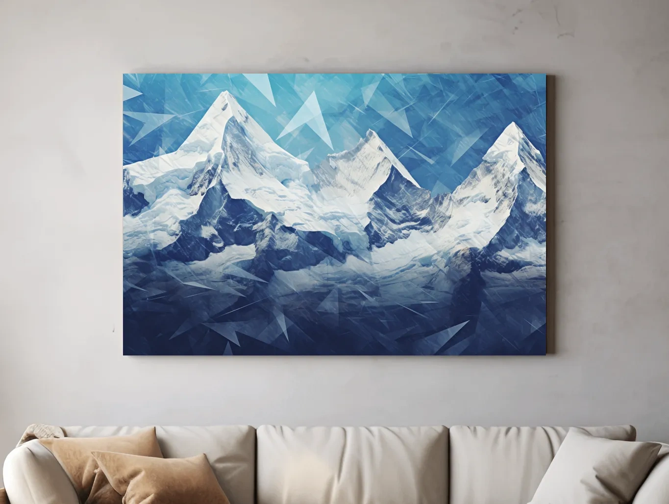 Geometric Icy Glacial Alpine Peaks - Abstract Mountain Landscape Wall Art