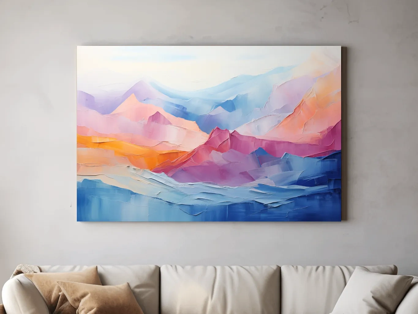 Vibrant Pastel Abstract Mountain Landscape - Colorful Mountain Wall Art