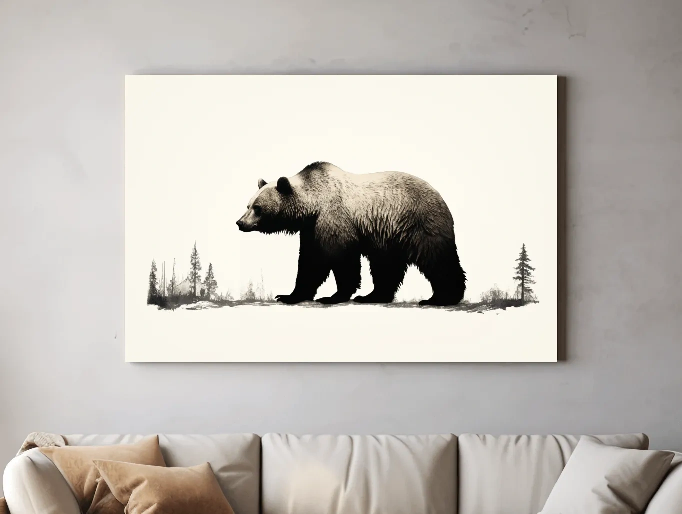 Minimalist Grizzly Bear Silhouette - Black And White Wildlife Wall Art