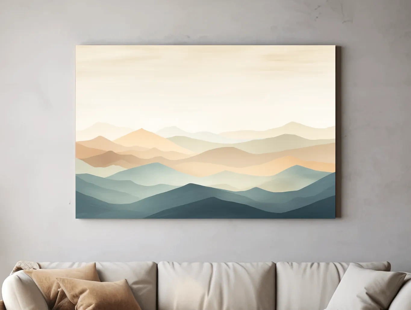Minimalist Pastel Layered Mountain Landscape - Serene Abstract Nature Wall Art