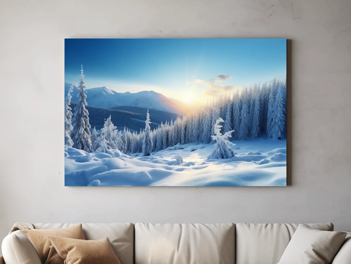 Snowy Alpine Forest Sunrise - Winter Nature Photographic Wall Art