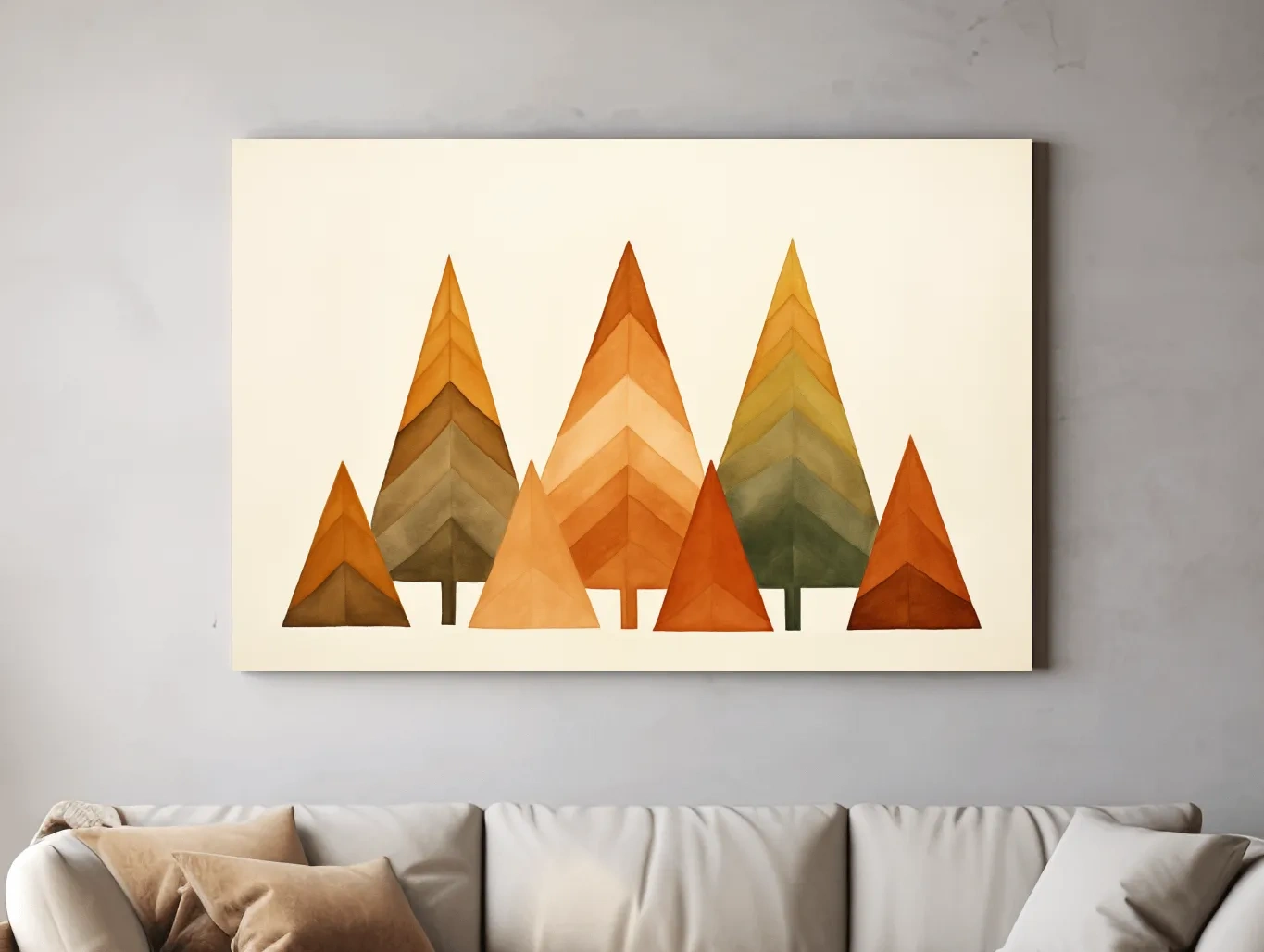 Minimalist Watercolor Pine Tree Forest - Scandinavian Geometric Nature Wall Art