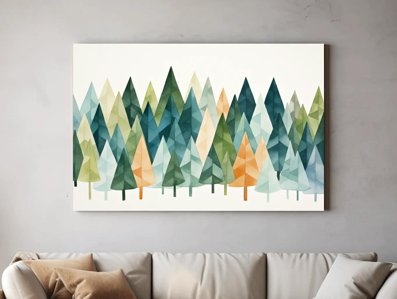 Watercolor Pine Forest Landscape - Modern Scandinavian Wall Art