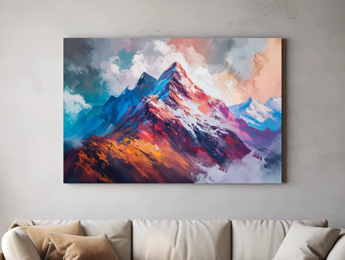 Vibrant Abstract Alpine Mountain Peaks - Colorful Landscape Wall Art