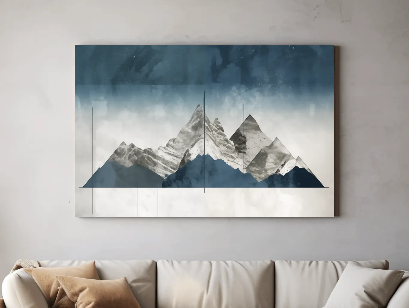 Simple abstract mountain painting