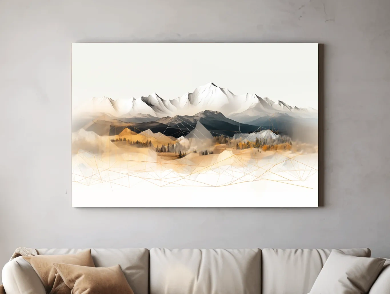 Geometric Mountain Range Forest Landscape - Modern Abstract Wall Art