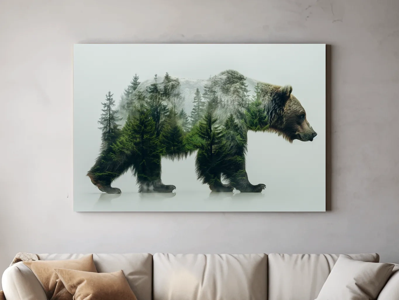 Surreal Grizzly Bear Double Exposure Forest - Wildlife Nature Wall Art