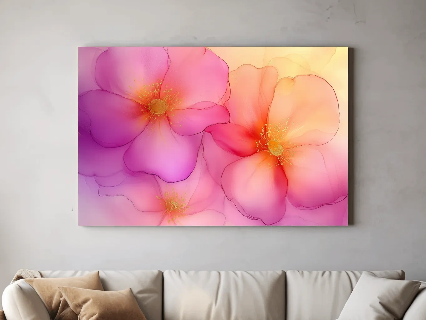 Poppy flowers, beautiful watercolour painting style wall art