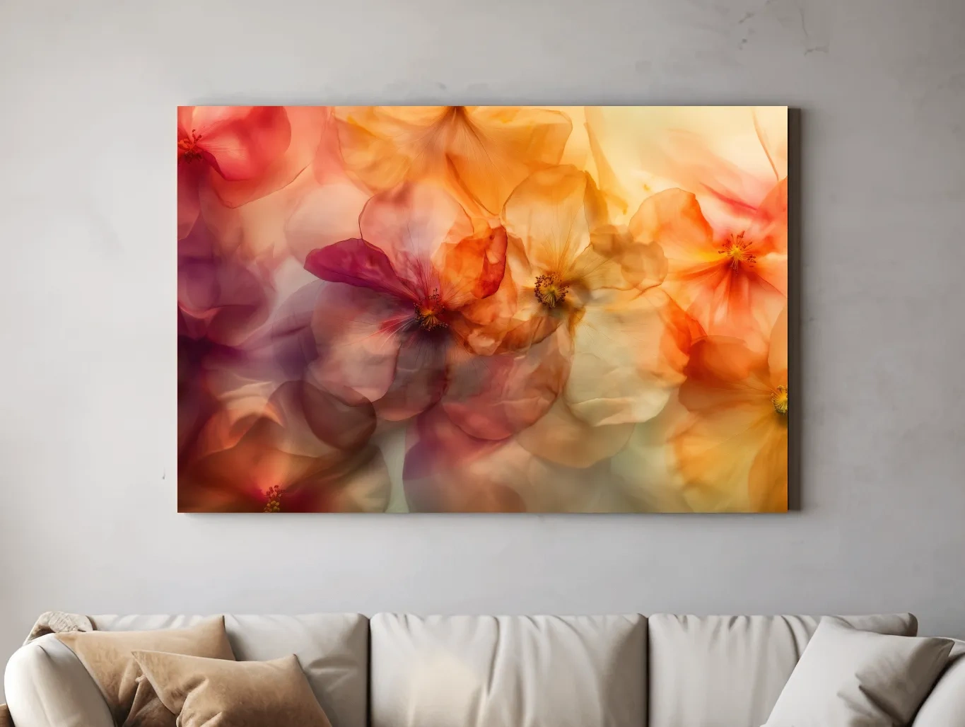 Ethereal Warm Floral Watercolor Blooms - Oshibana Botanical Wall Art