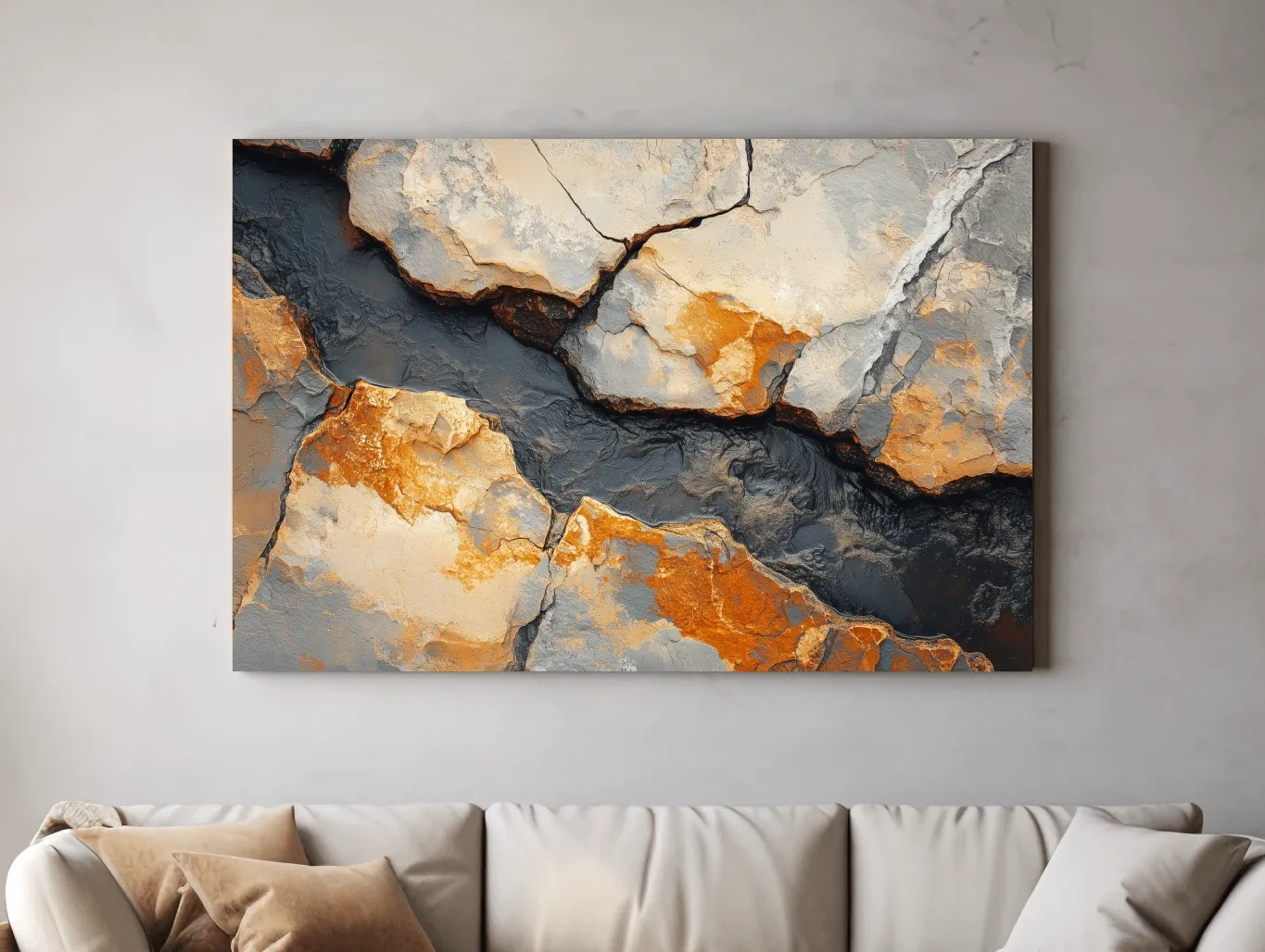 Rust And Slate Cracked Stone Texture - Rustic Geology Wall Art