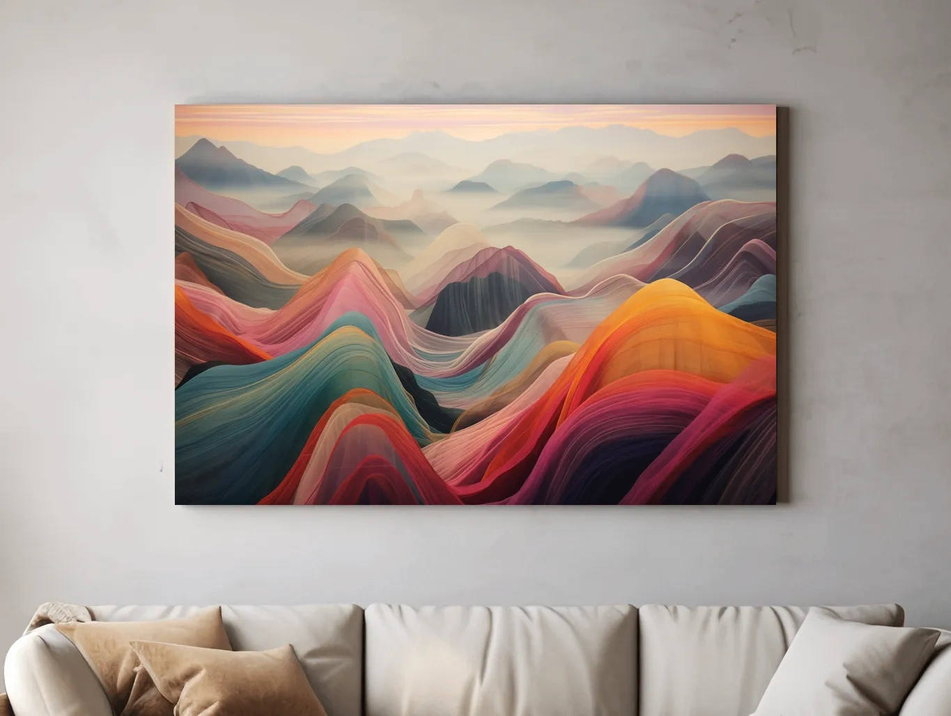 Vibrant Abstract Layered Mountain Ranges - Colorful Topographic Landscape Wall Art
