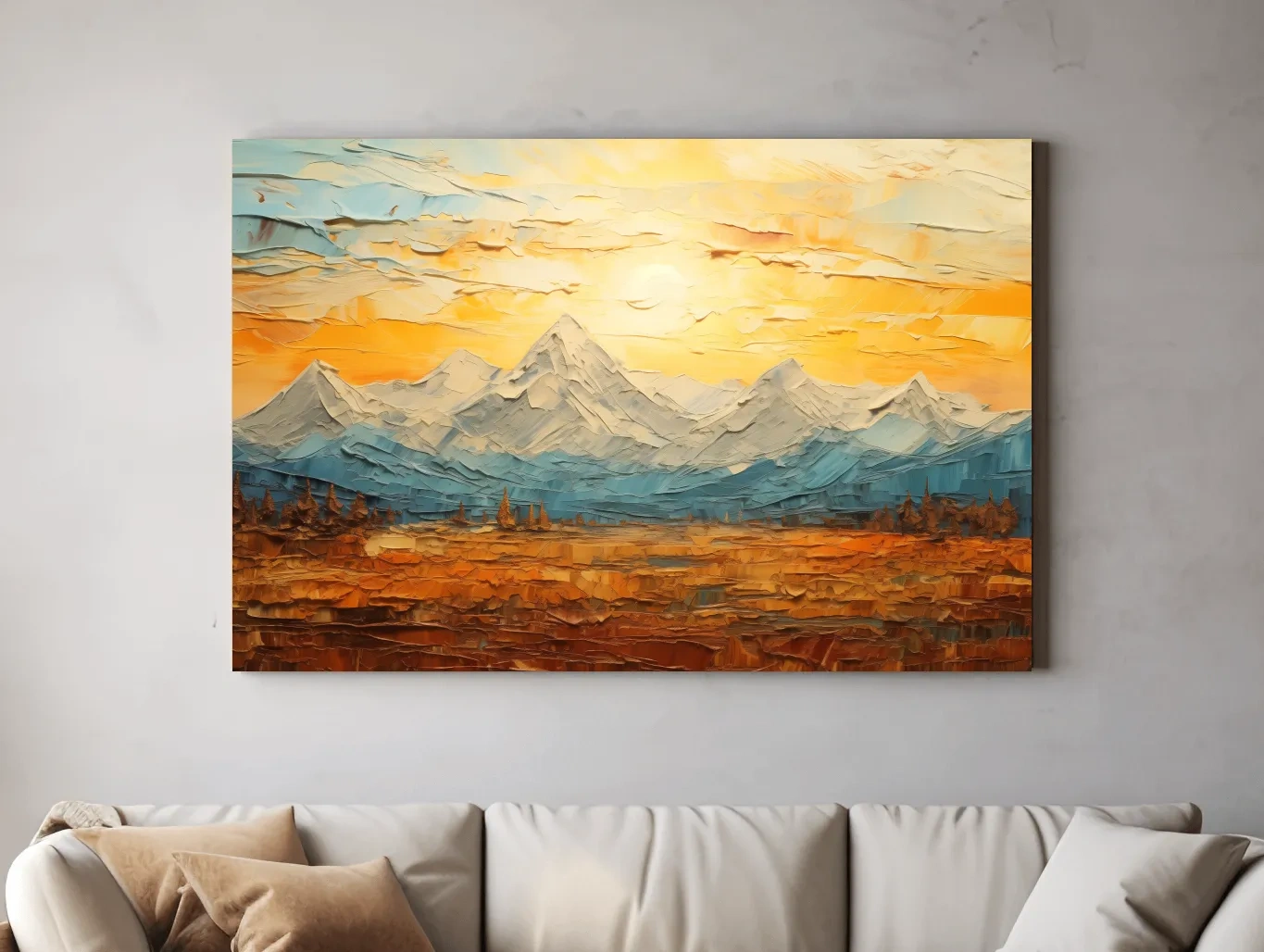 Abstract Glacier Sunrise Landscape - Impasto Style Wall Art
