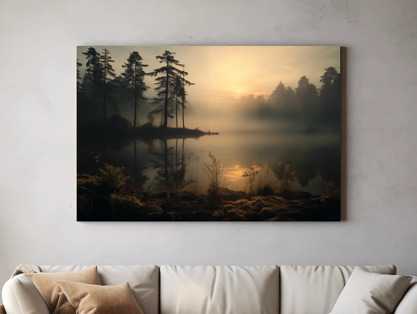 Nature Photography Wall Art - Misty Lake Sunrise & Forest