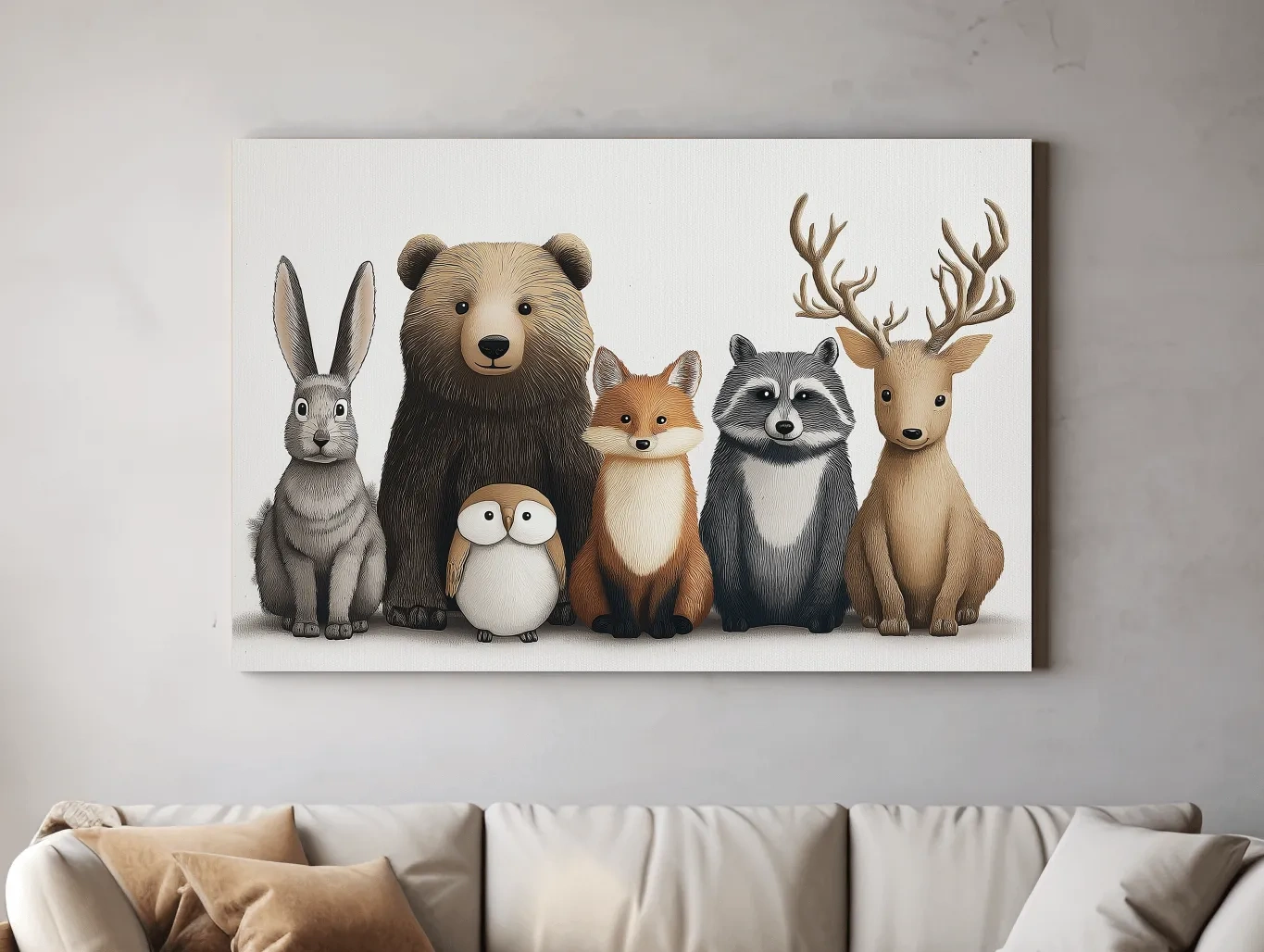 Cute Woodland Animal Art Illustration - Nursery Wildlife Wall Art - Childrens Room Decor