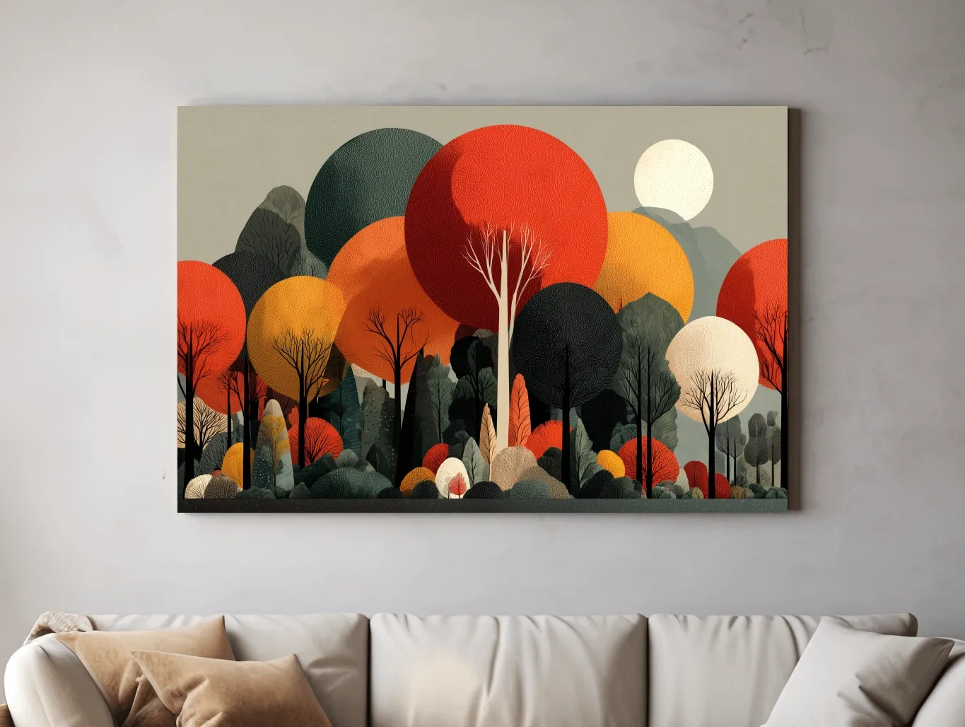Abstract Autumn Forest Trees Canvas Art - Modern Scandinavian Wall Art