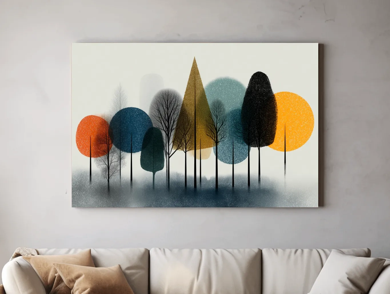 Mid-Century Abstract Forest Trees - Modern Geometric Landscape Wall Art