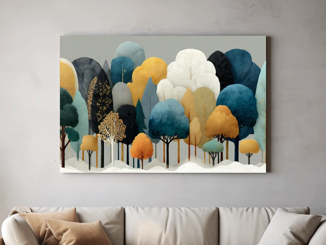 Scandinavian Winter Forest Trees Illustration - Modern Boho Nature Wall Art