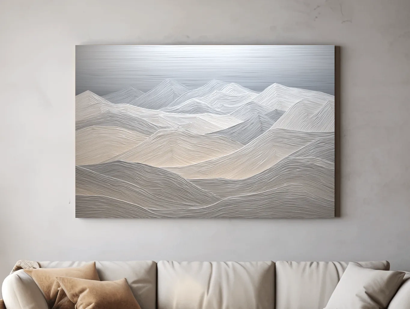 Minimalist Topographic Mountain Ridges - 3D Painting Effect Wall Art