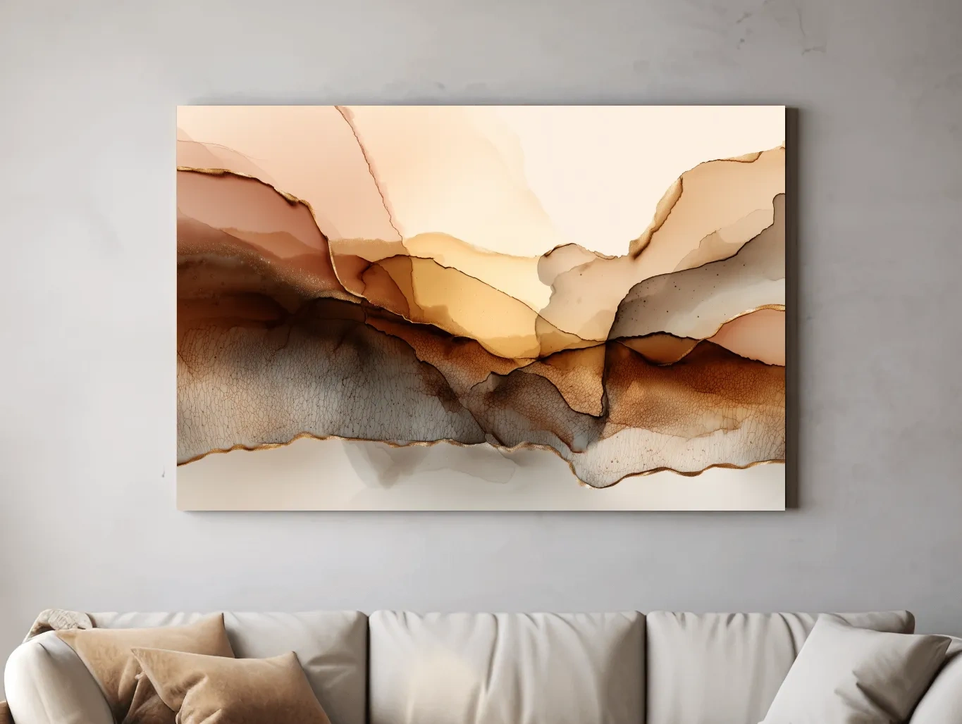 Abstract Alcohol Ink Landscape Painting - Modern Minimalist Wall Art