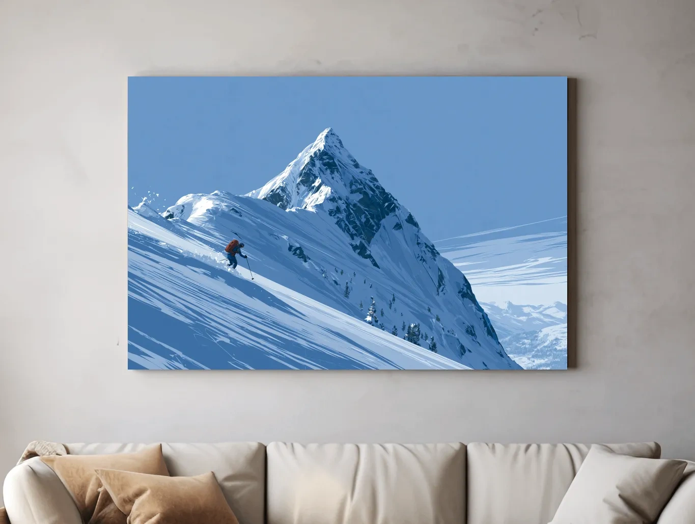 Epic Backcountry Skier On Snowy Peak - Alpine Mountain Winter Wall Art