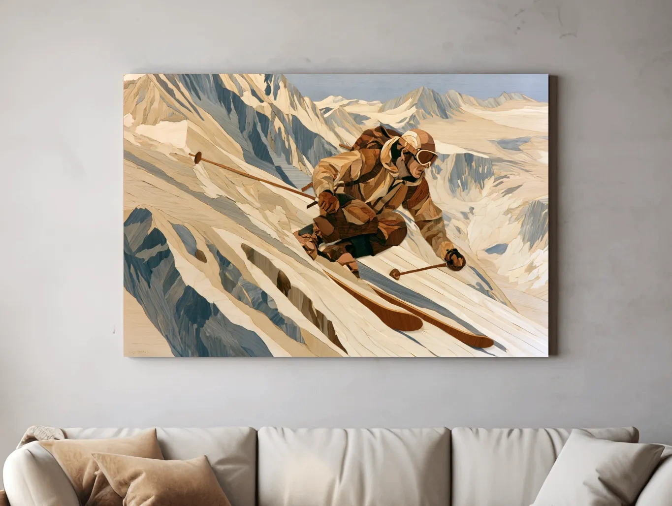 Dynamic Backcountry Skier Alpine Descent - Adventure Winter Sports Wall Art