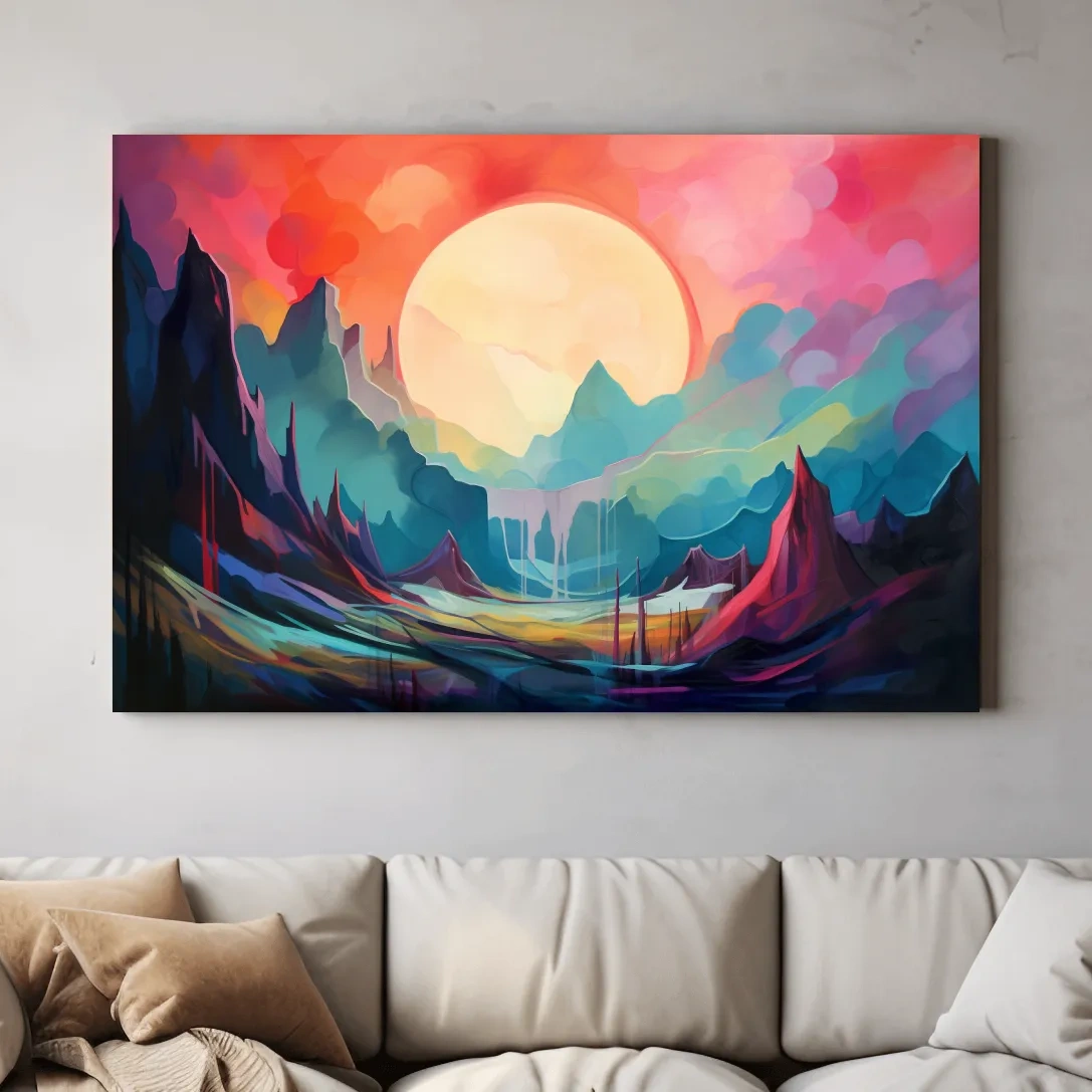 Abstract mountain oil painting wall art