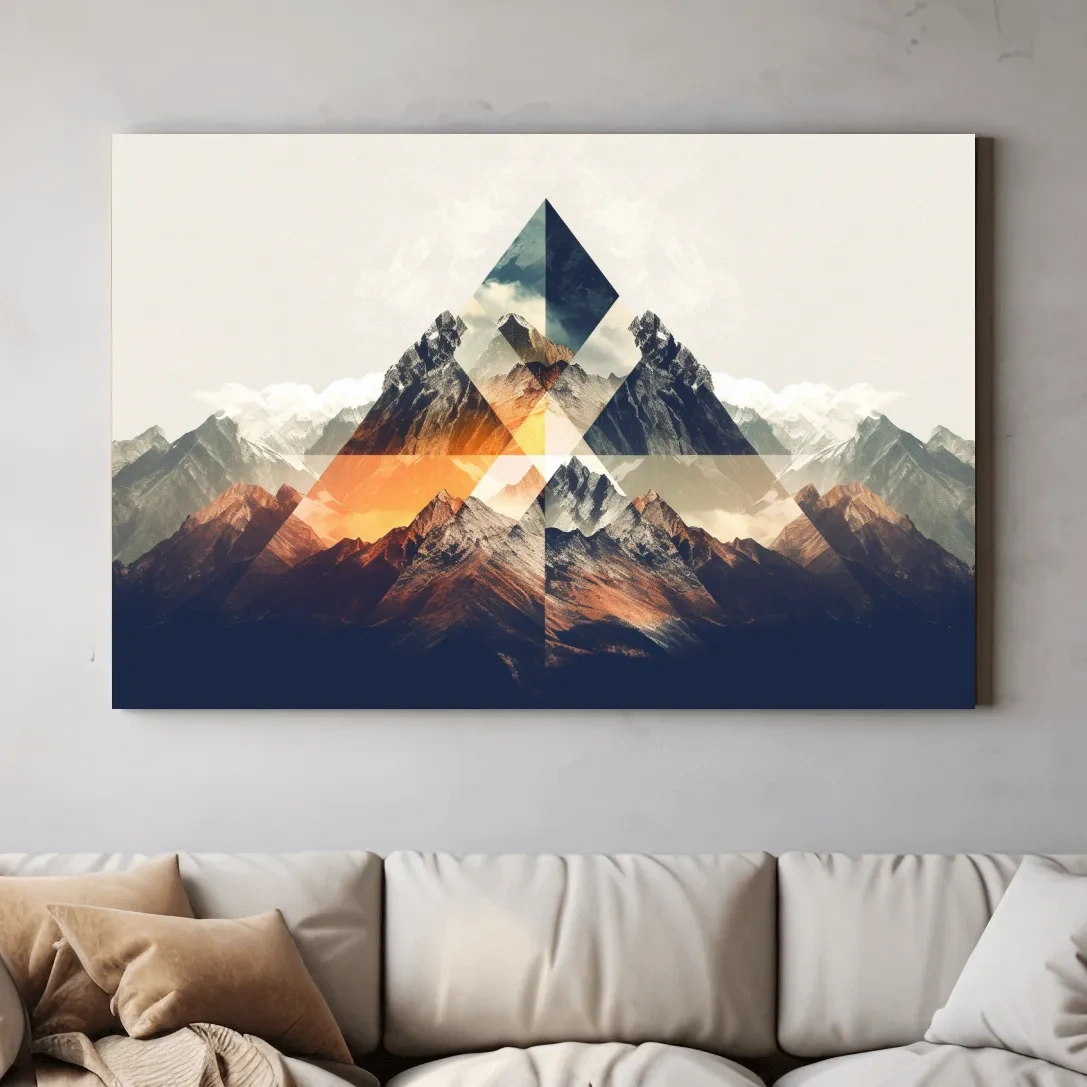 Abstract and geometric textured mountain art