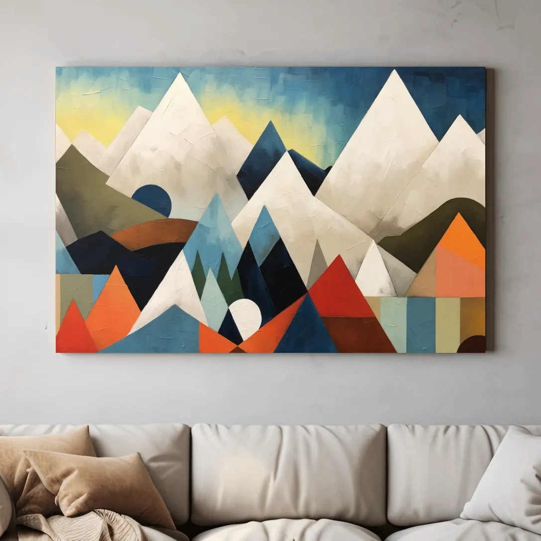 Abstract suprematism mountain painting