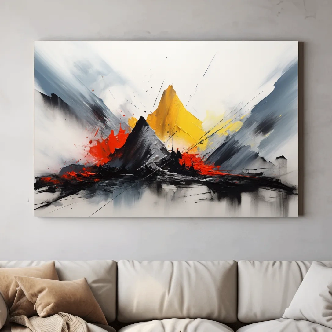 Abstract Mountain Peaks Painting - Modern Impasto Style Wall Art