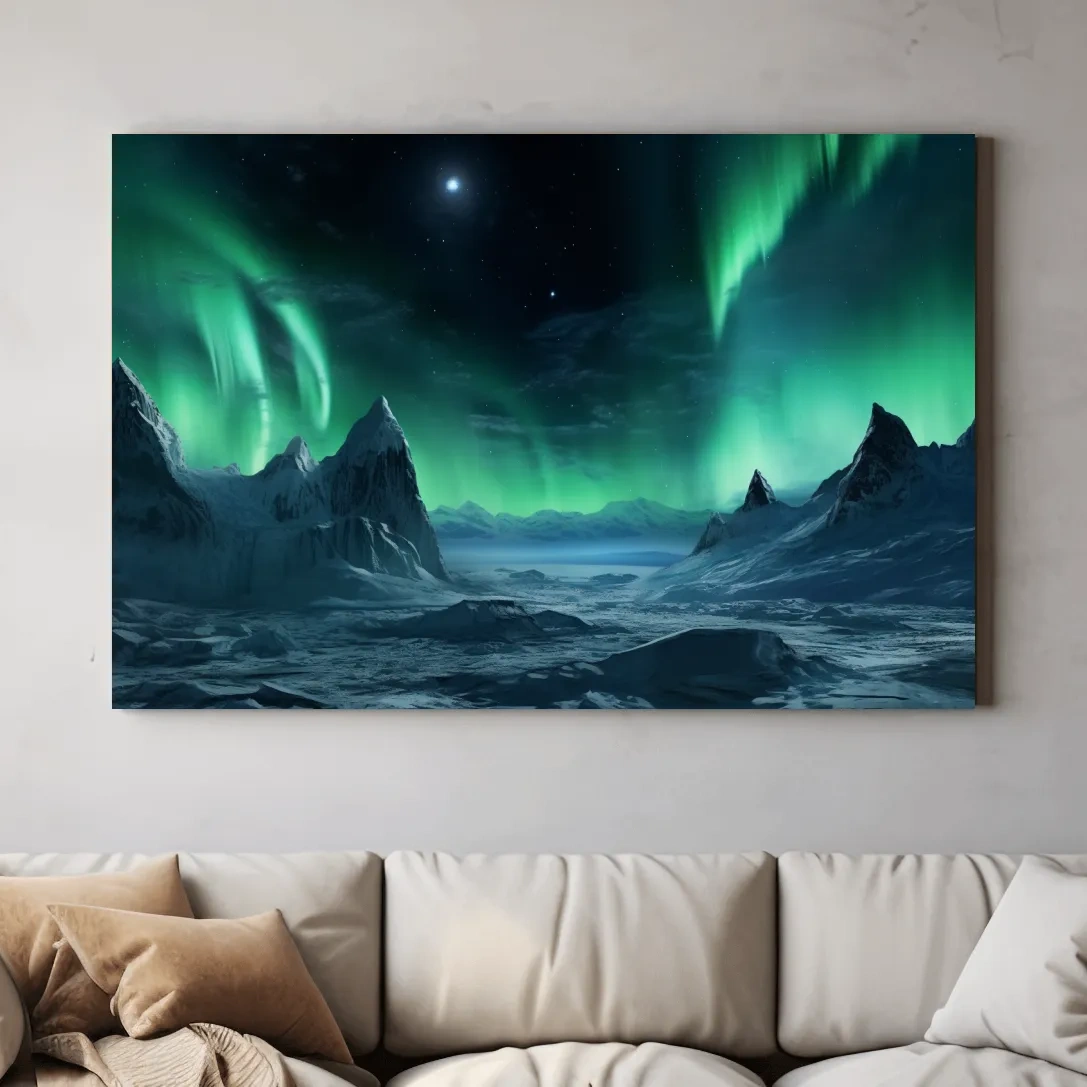 Photographic art, northern lights over the arctic