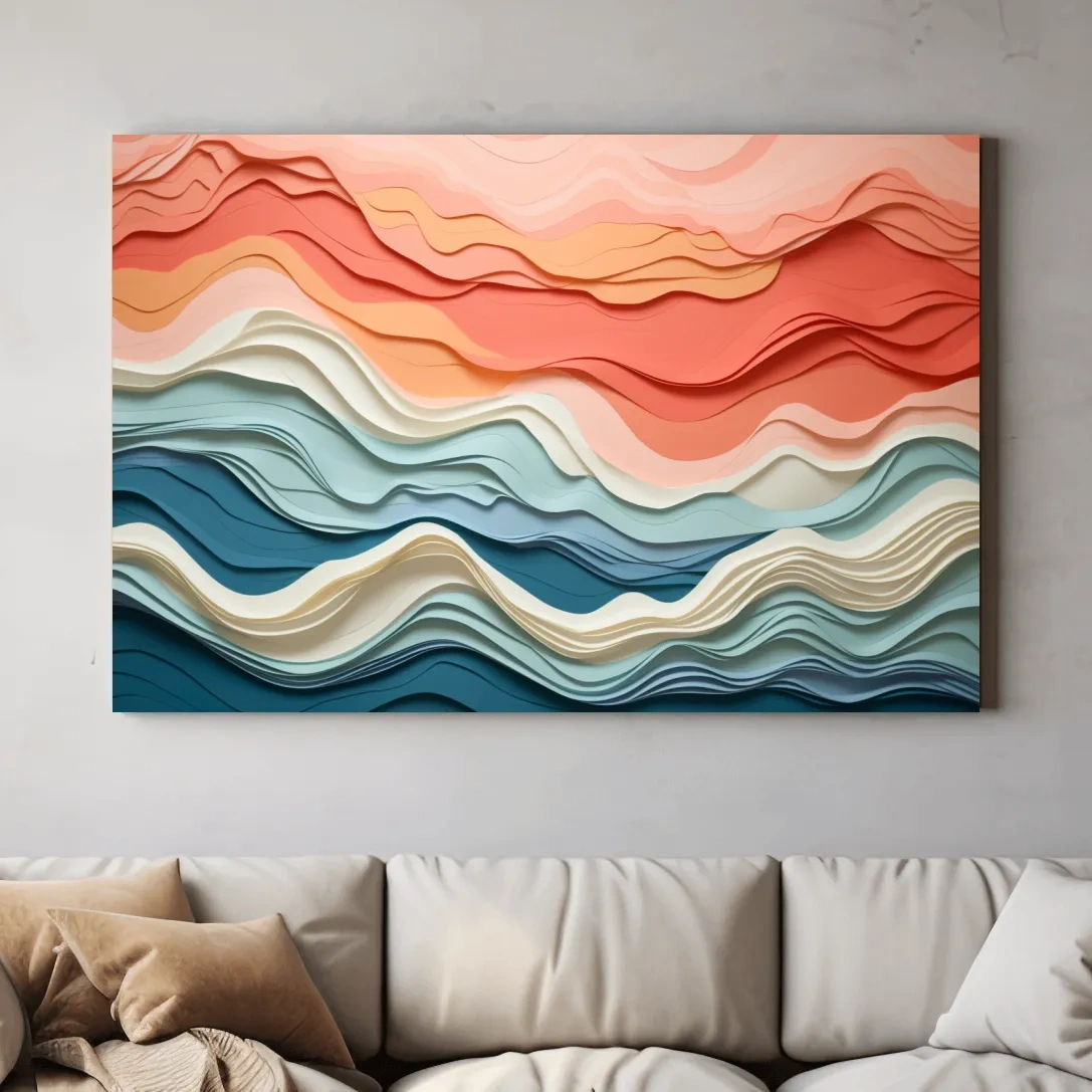 Flowing paper art, rolling mountain shapes