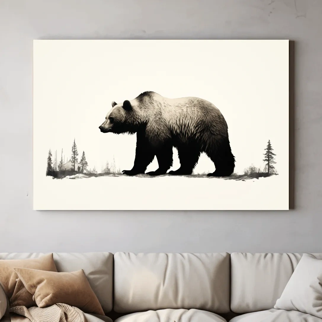 Minimal illustration art of a grizzly bear silhouette