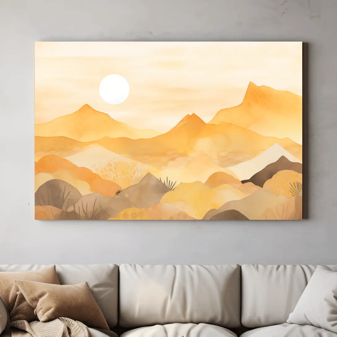 Watercolour painting of expressionism mountain landscapes