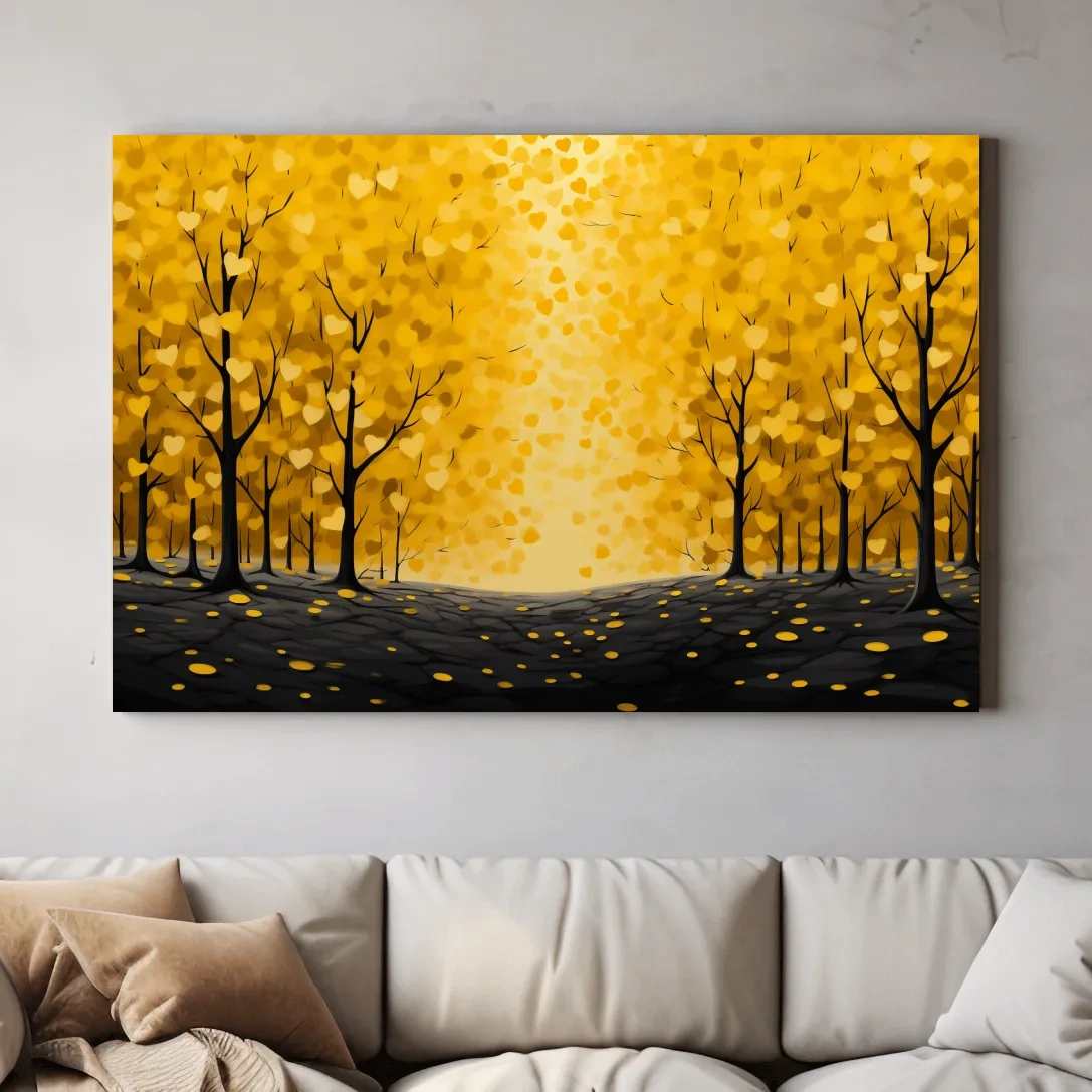 Autumn forest made from love heart leaves