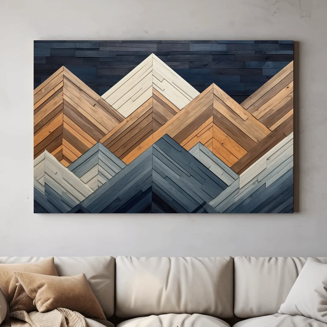 Printed wooden panel mountain art