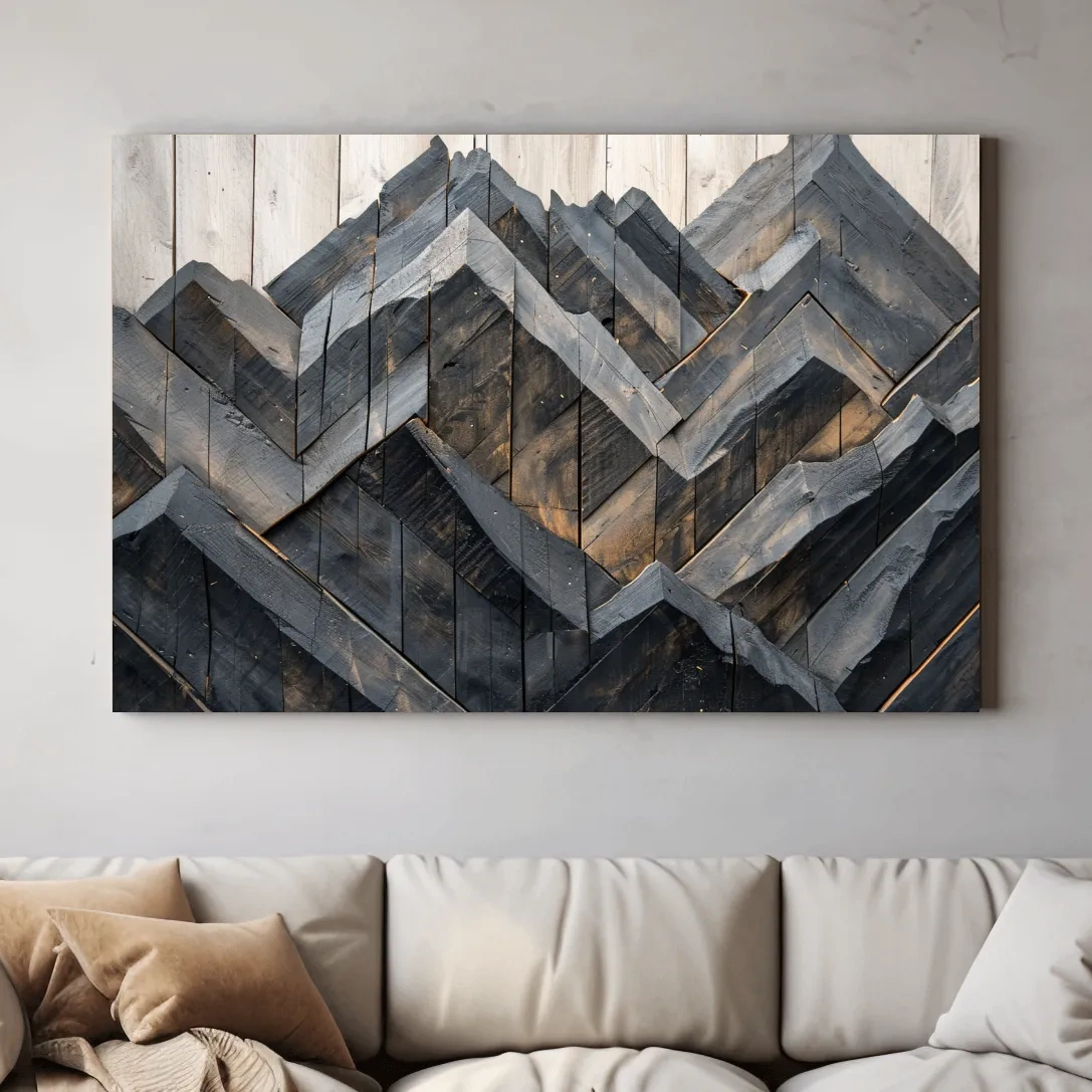 Rustic mountain art, wooden pallets effect