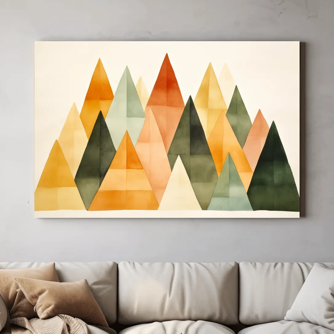 Geometric Watercolor Mountains - Modern Scandi Minimalist Wall Art