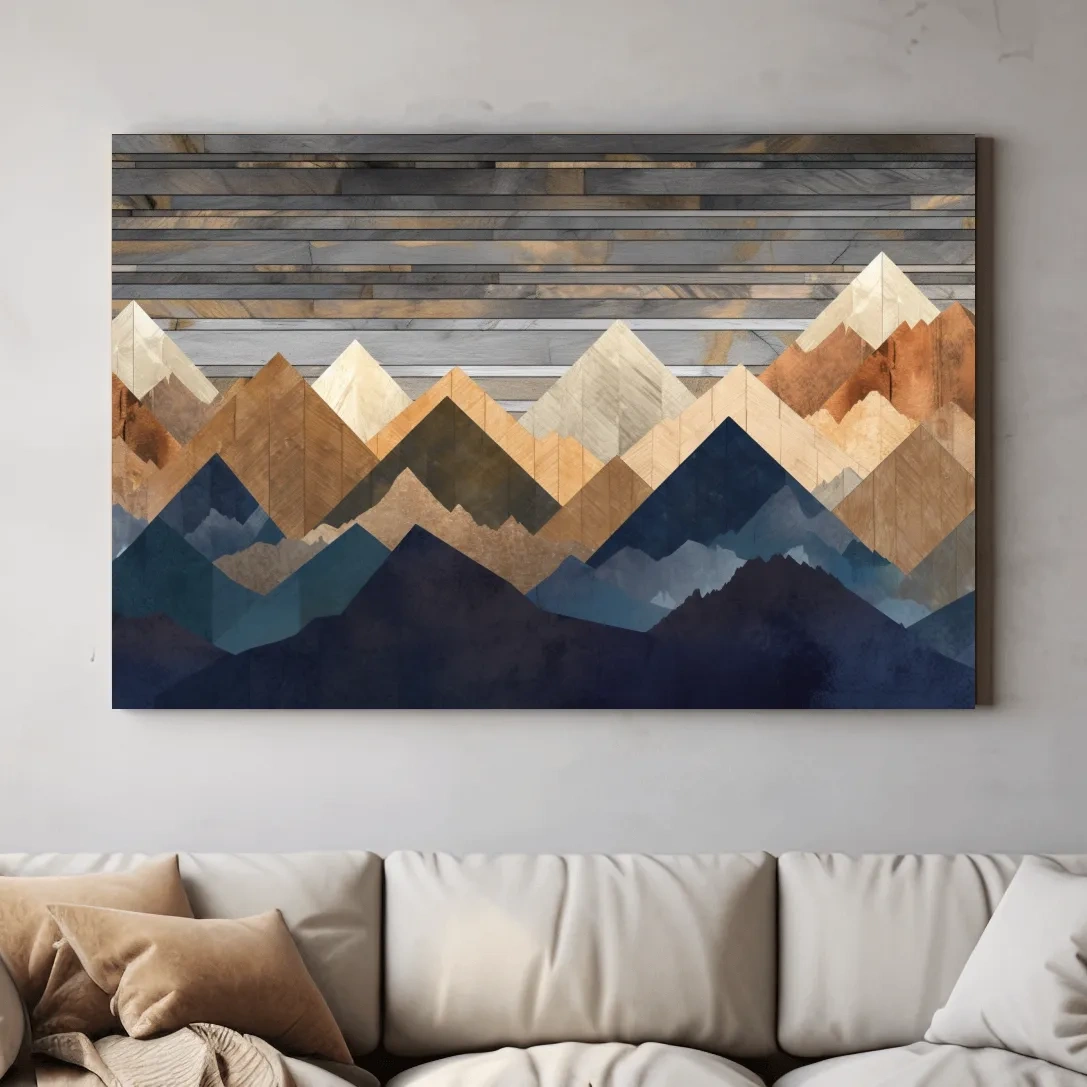Printed wooden panel mountain art