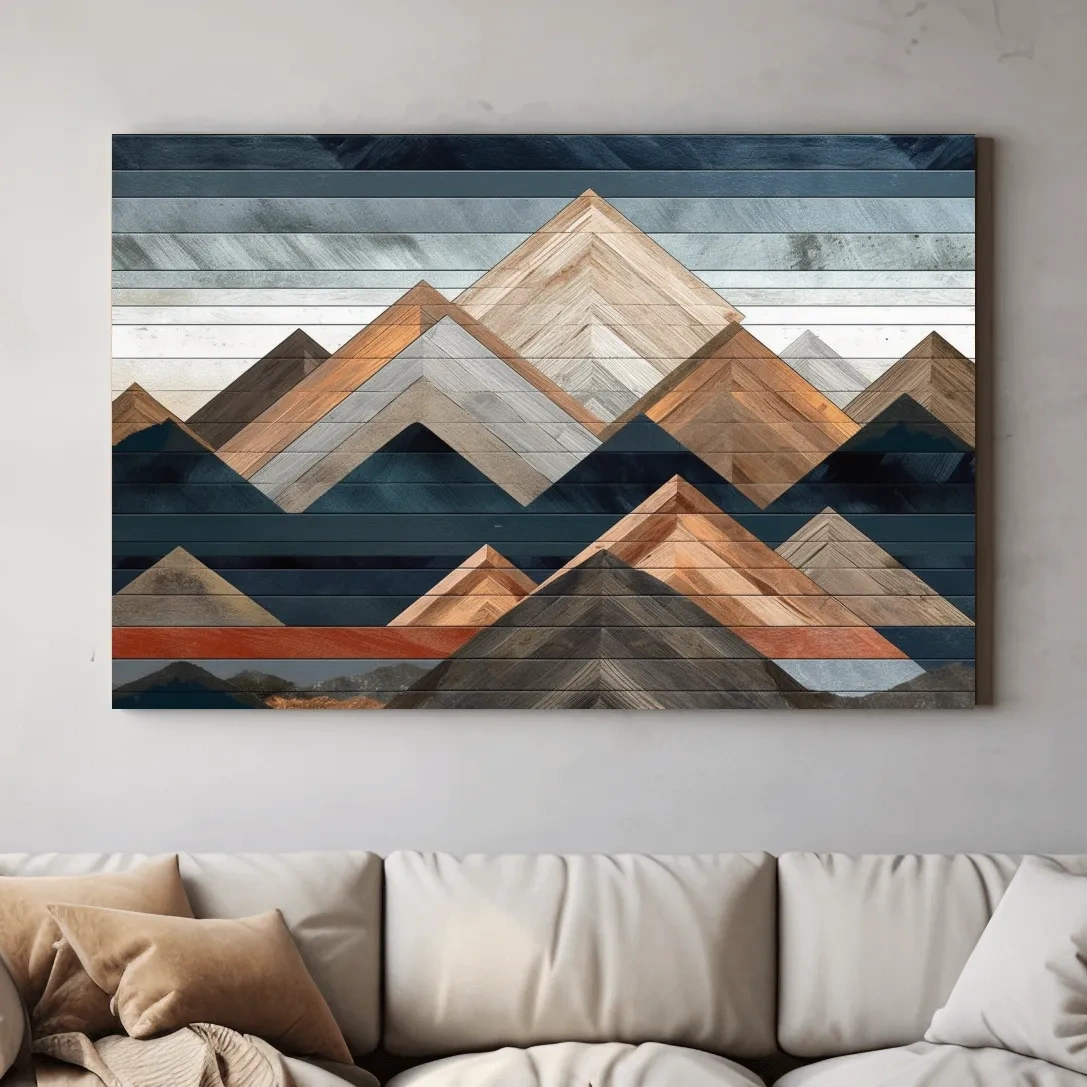 Printed wooden panel mountain art