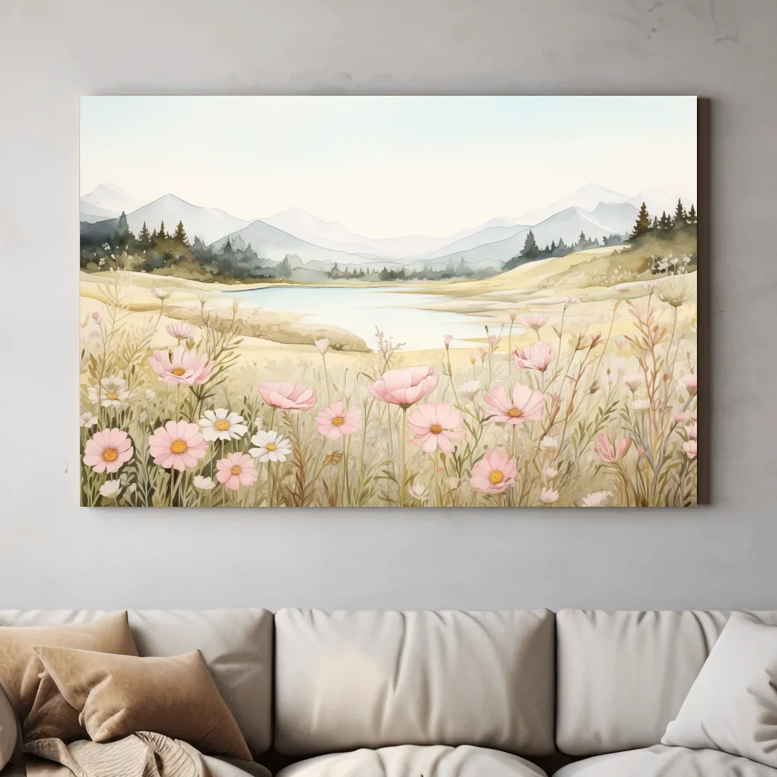 Watercolour painting of flowers in the alpine meadows