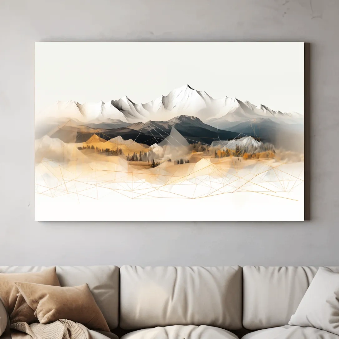Abstract and geometric mountain wall art