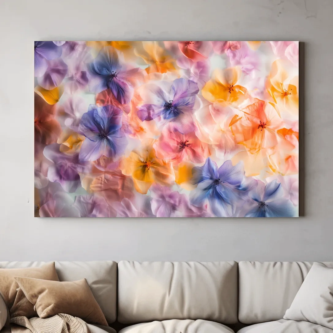 Oshibana Pastel Floral Petal Collage - Soft Botanical Wall Art