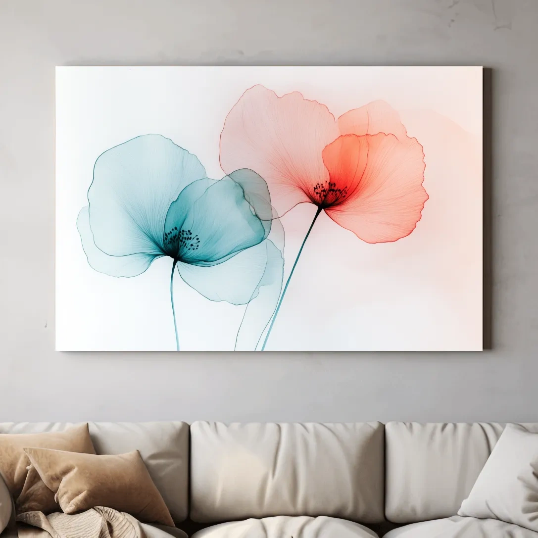 Poppy flower wall art, abstract watercolour print