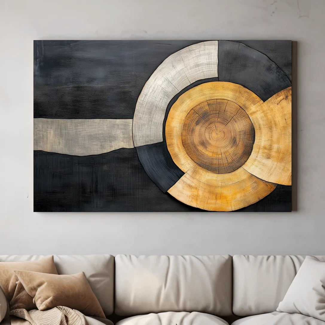 Textured Abstract Wood Grain Circles - Modern Rustic Geometric Wall Art