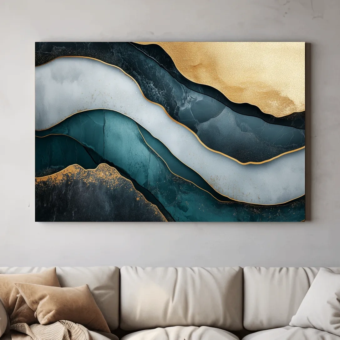Elegant abstract mountain artwork, flowing textured 3D layer effect wall art