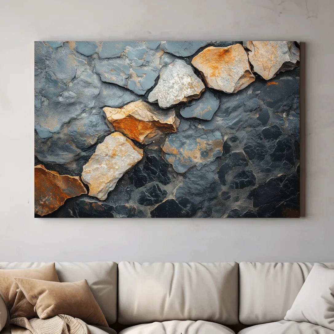 Modern rustic cracked stone and rock face texture artwork, natural elements wall art