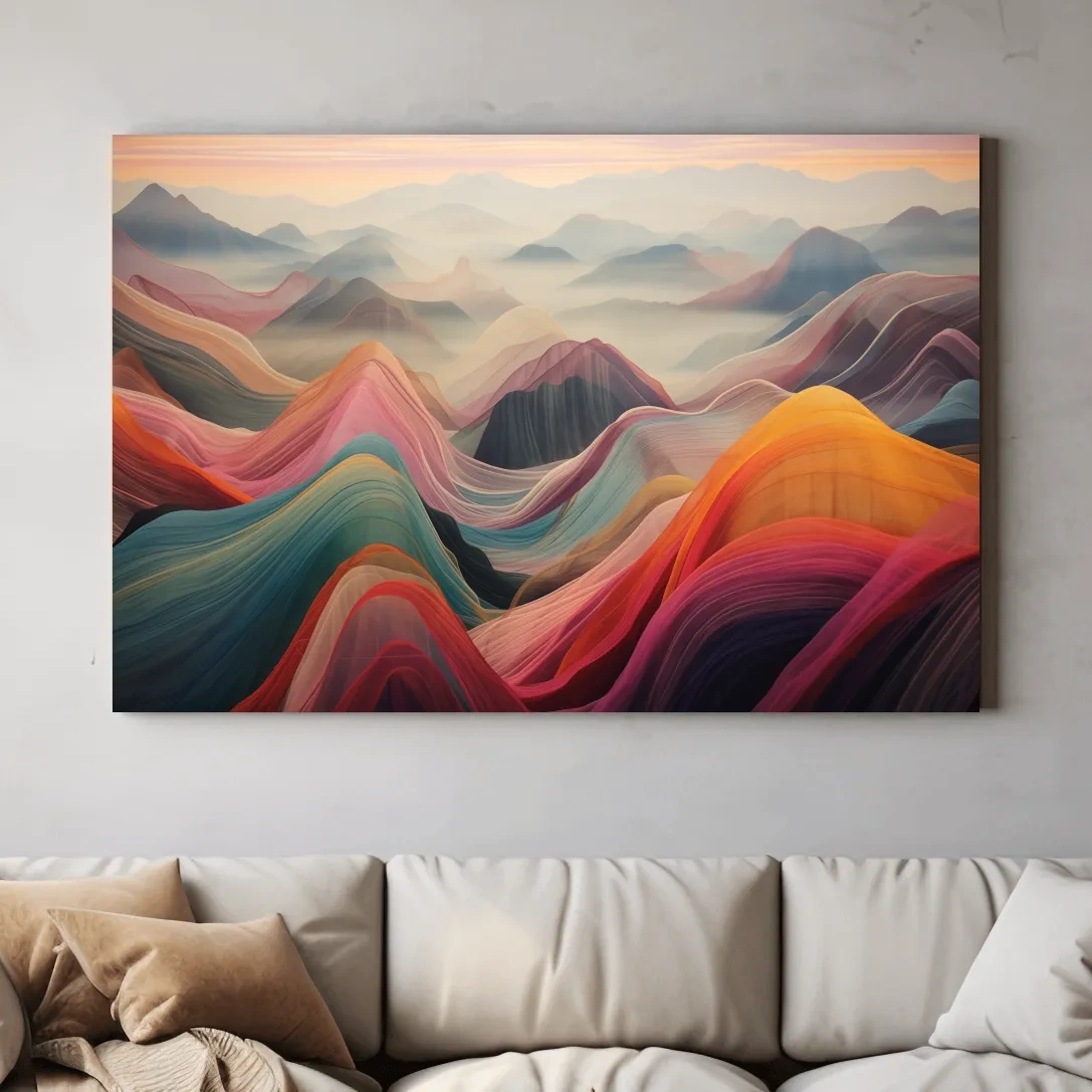 Vibrant Abstract Layered Mountain Ranges - Colorful Topographic Landscape Wall Art